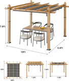 10x10 ft Outdoor Pergola with Retractable Canopy Upgraded Outdoor Aluminium Pergola