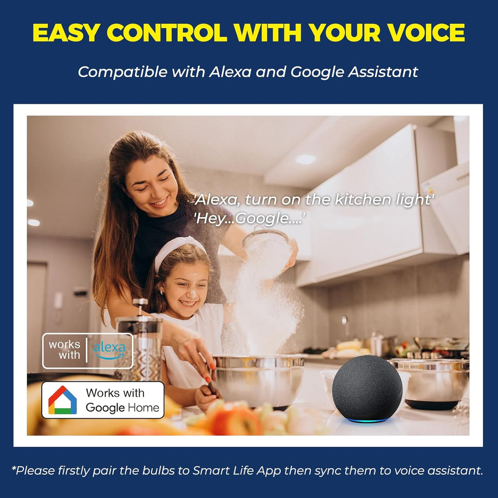 Smart Light Bulbs 1100LM, BR30 E26 Smart Bulb Compatible with Alexa/Google Assistant/SmartLife, 12W 75W Equivalent