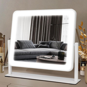 Vanity Mirror with Lights, 14"×12" LED Makeup Mirror, HD Professional Mirror, Smart Touch with 3-Color Lighting