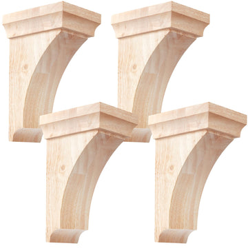 4 Pcs 3-1/2" X 3-3/4" X 6" Wood Corbels, Wooden Shelf Brackets
