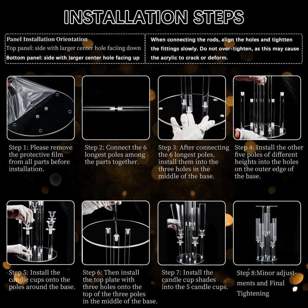 4PCS 5 Arm Candelabra,Clear Centerpiece for Table,Acrylic Centerpiece Stand,Acrylic Candle Holdertmas