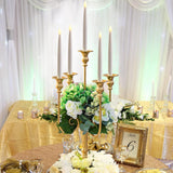 Metal Candelabra Gold Candle Stand 20in Tall, 5-Candle Candlestick Holder for Taper Candles, Candle Holder Party
