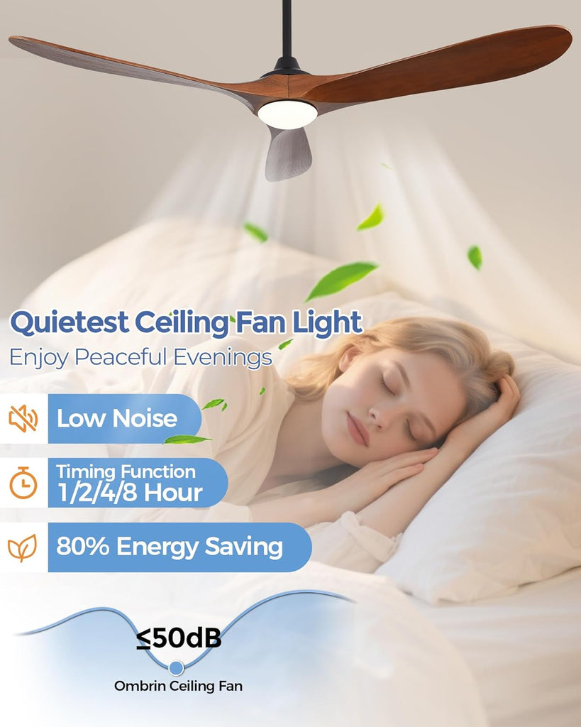72 inch Outdoor Ceiling Fans with Lights,Smart Wood Large Ceiling Fan for Alexa,Google & APP Control,Indoor/Outdoor