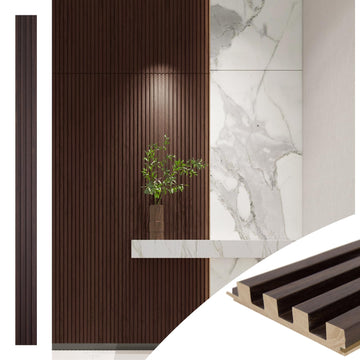 108 x 5.7 Inch Slat Wood Wall Paneling for Interior Decor, Smoked Oak