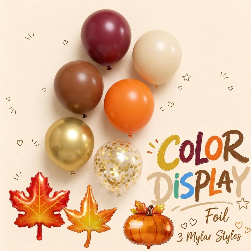 Fall Balloon Arch Kit with Pumpkin Maple Leaves Foil Balloons