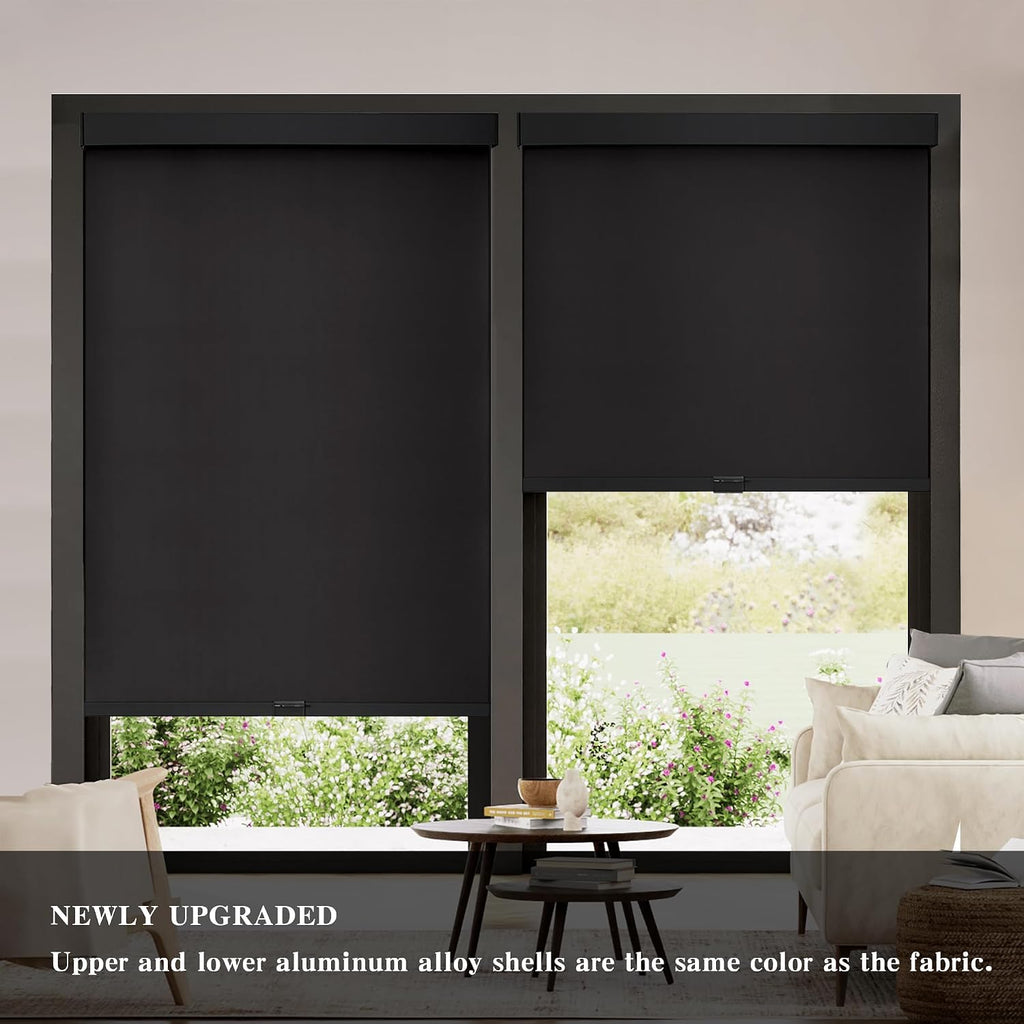 Cordless Blackout Roller Shades, 21" W x 72" H, Black