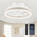 Low Profile Ceiling Fans with Lights and Remote, 13 Inch Fandelier Ceiling Fan with Light, White Modern Flush Mount Ceiling Fan, Small Dimmable LED Fan Lights for Bedroom A101-B0D2KS5L9J