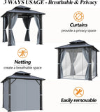 8.5x8.5FT Outdoor Hardtop Gazebo with Double Roof