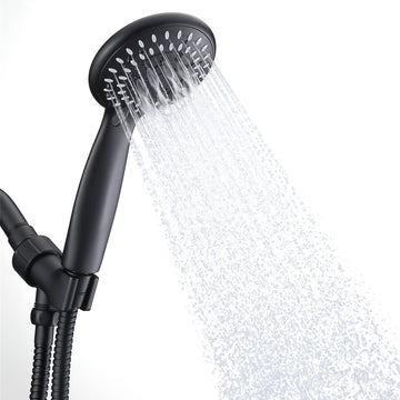 Handheld Shower Head High Pressure 5-Settings with Hose, Matte Black