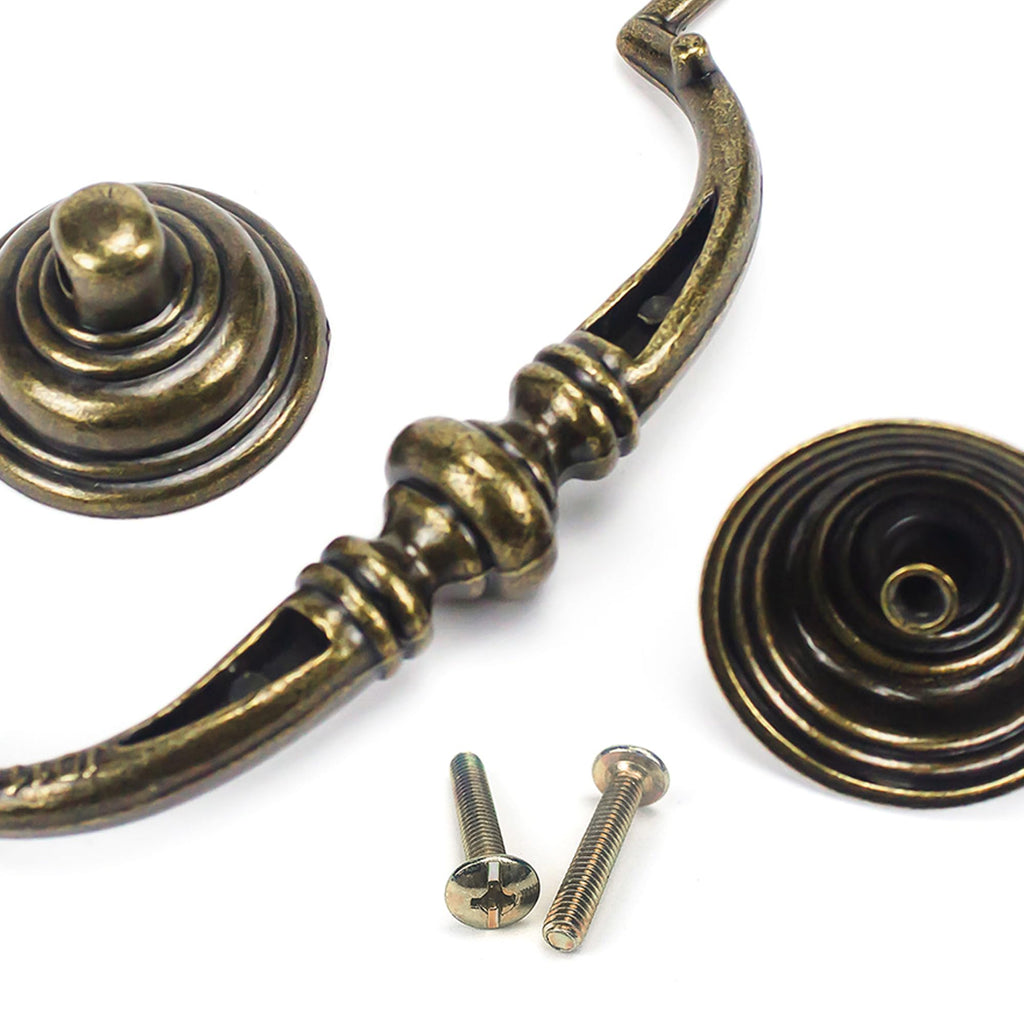 6 PCS Antique Brass Metal Drop Bail Pulls,3-1/2" Center to Center