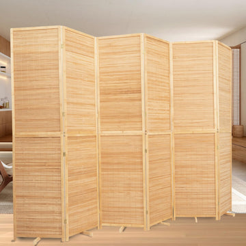 Room Divider Folding Privacy Screens, Hand-Made Natural Bamboo Room Dividers