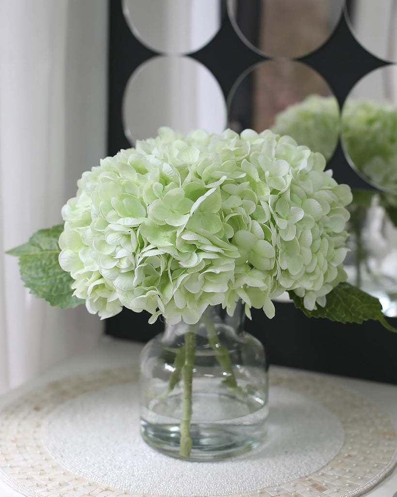 Hydrangea Artificial Flowers in Vase, Dining Table Centerpiece