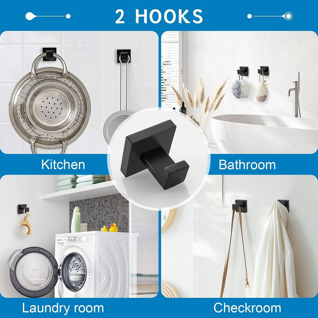 Matte Black 5 Pieces Bathroom Hardware Accessories Set Towel Bar Towel Holder Towel Racks Set ,Stainless Steel Wall