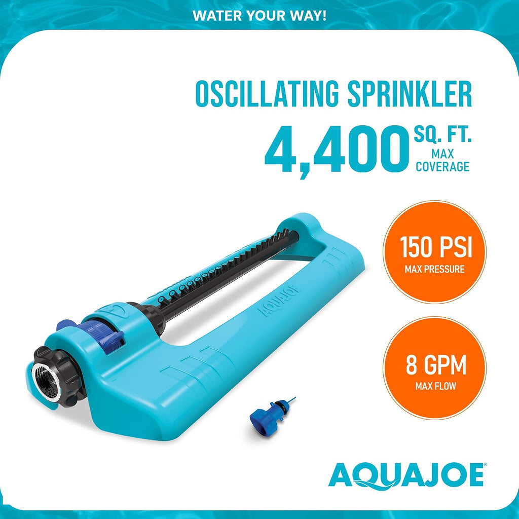 2 Pack Oscillating Lawn Sprinkler with Adjustable Spray, 20 Clog-Resistant Nozzles, Metal Base, 4400 Sq Ft Coverage &