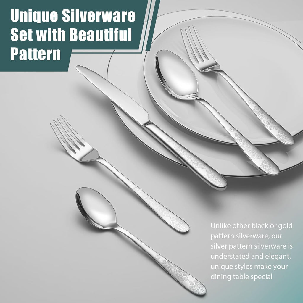 40-Piece Flatware Set, Service for 8, Premium Stainless Steel Cutlery Set