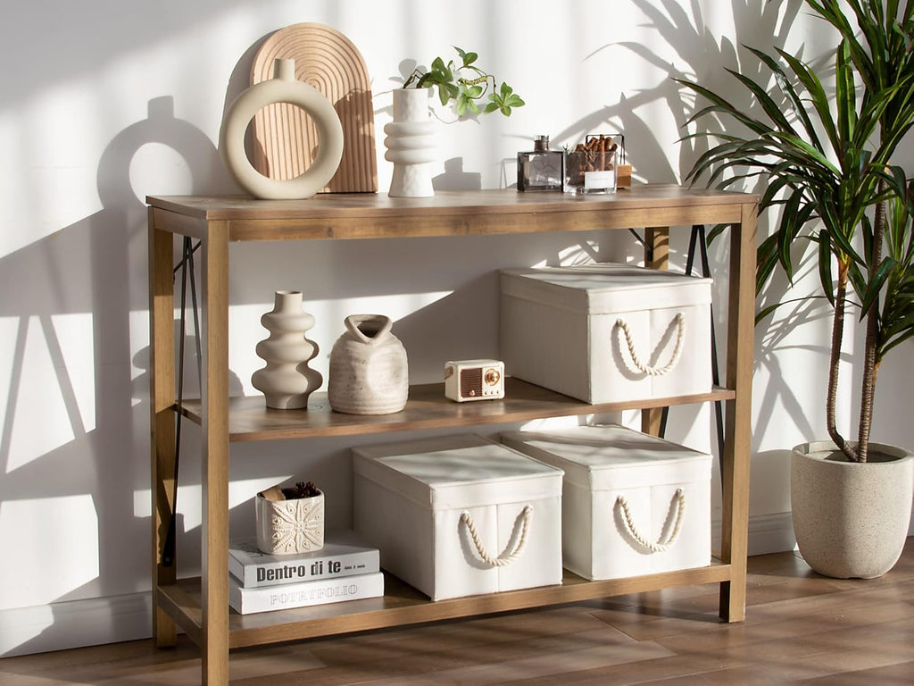 Storage Bins with Lids, Decorative Storage Boxes with Soft Rope Handles, Foldable Stackable Storage Baskets for