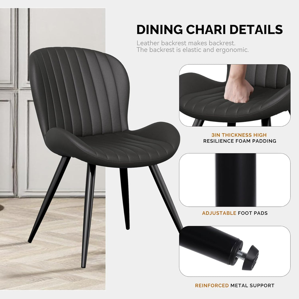 Dining Chairs Set of 2, Modern Dining Room Chairs Comfy Backrest Thick Upholstered Kitchen Chairs 19IN