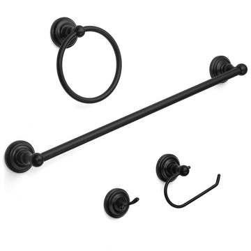 Royal Series 4 Piece Black Bathroom Hardware Set: