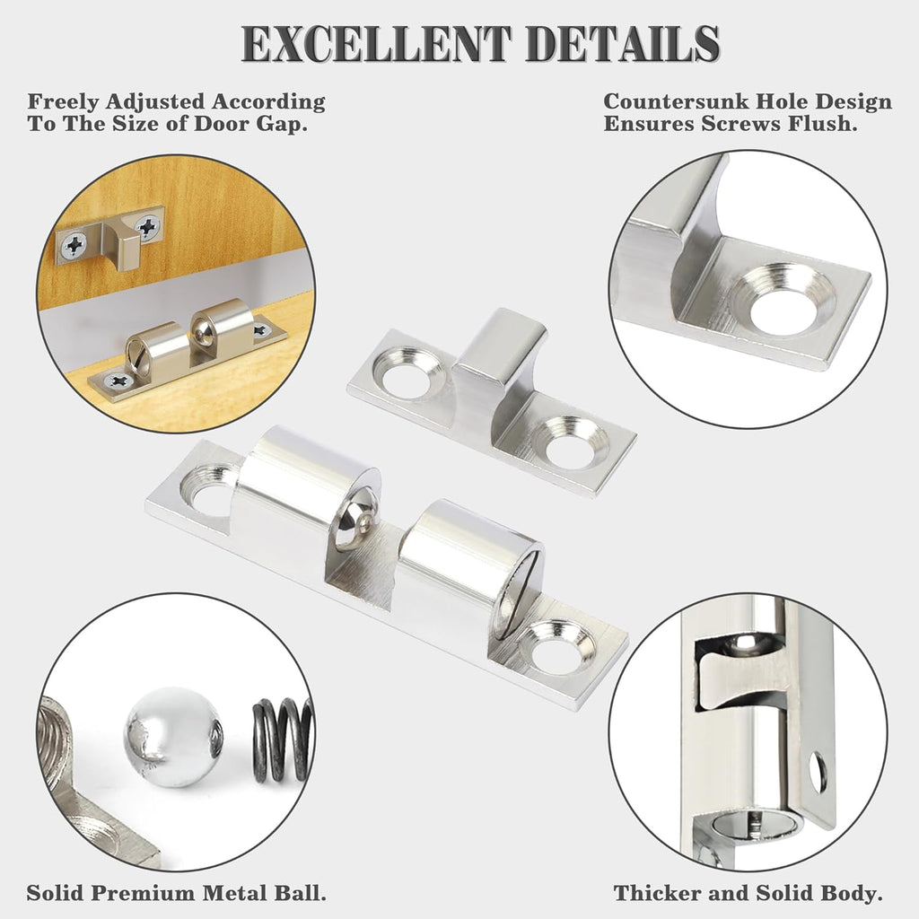 Double Roller Catch Cabinet Latches,Adjustable Double Ball Tension Roller Catch Latch Brass Cabinet Door Latch,47mm