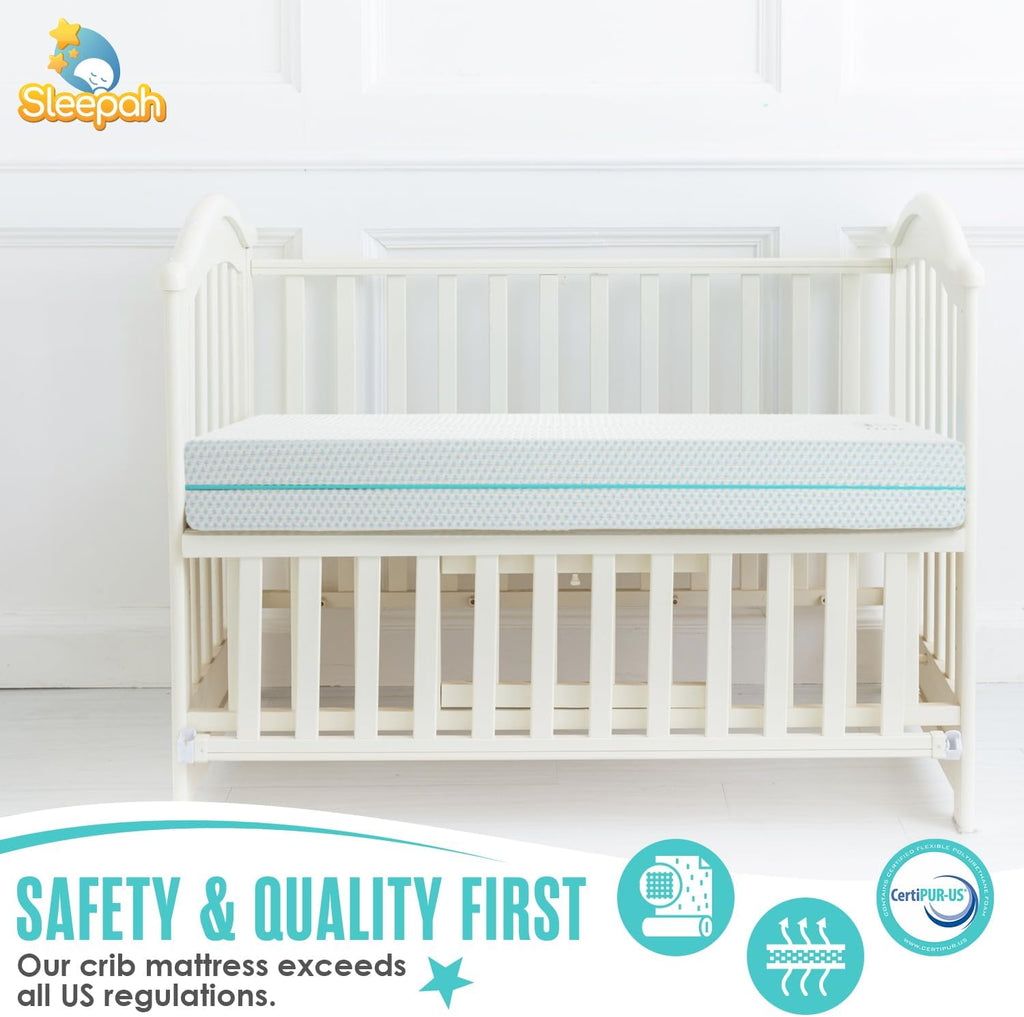 6" Crib Toddler Bed Mattress - Made in USA - Breathable Waterproof Washable | Dual Sided Cooling Memory Foam for
