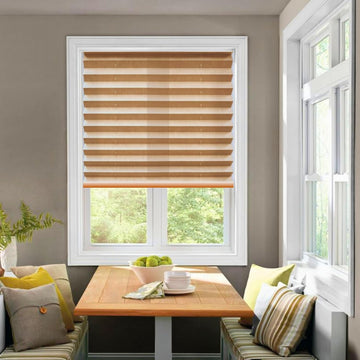 No Drill Cordless Pleated Fabric Shades, Fawn, 19" W x 64" H