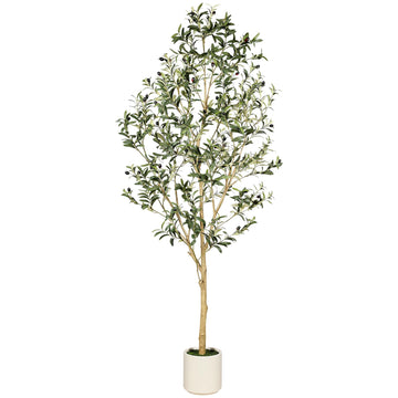 Faux Olive Tree 7ft with Sturdy White Planter