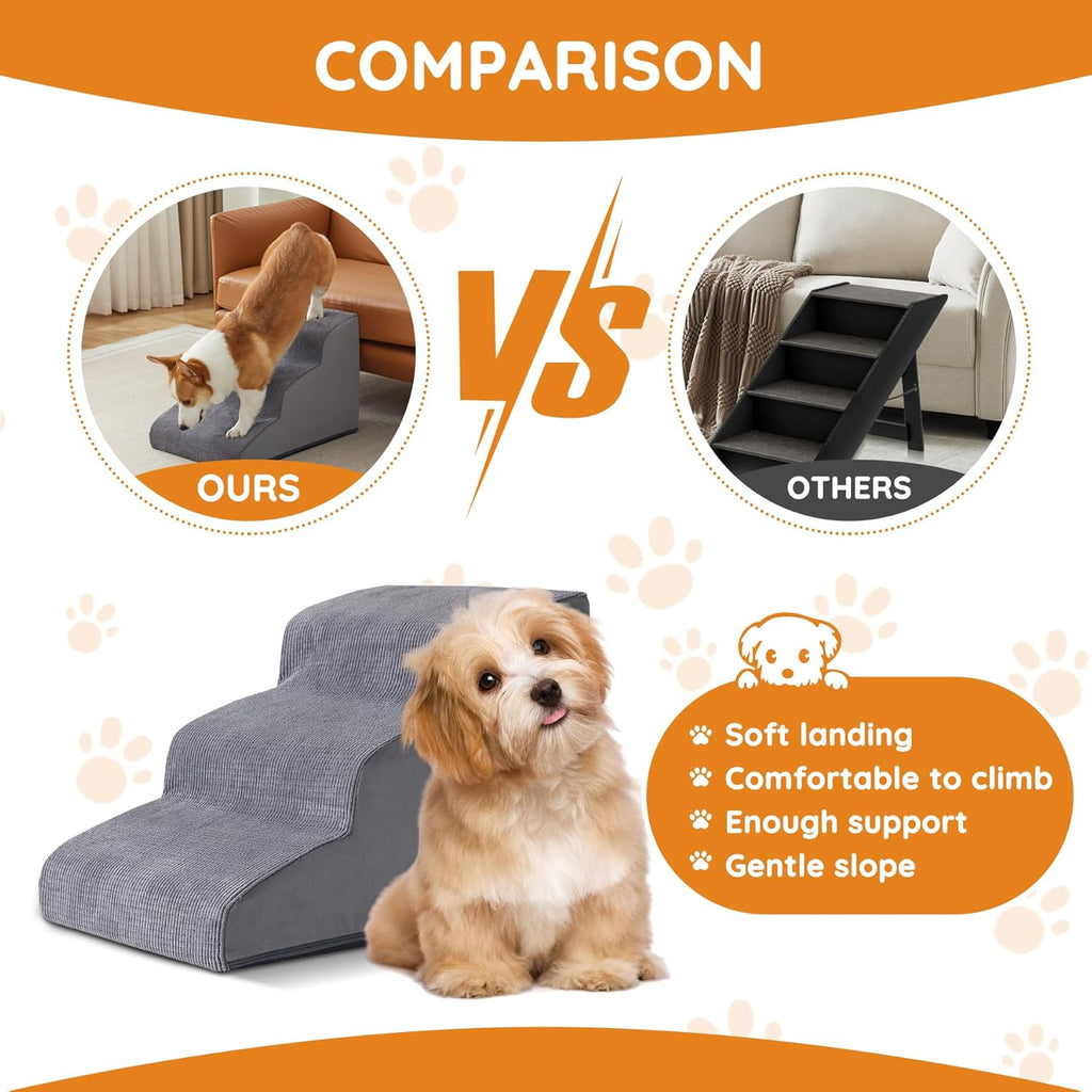 Dog Stairs for Small Dogs, 4-Step Dog Ramp for Bed 19.7" H, Dogs Steps for Bed, Couch