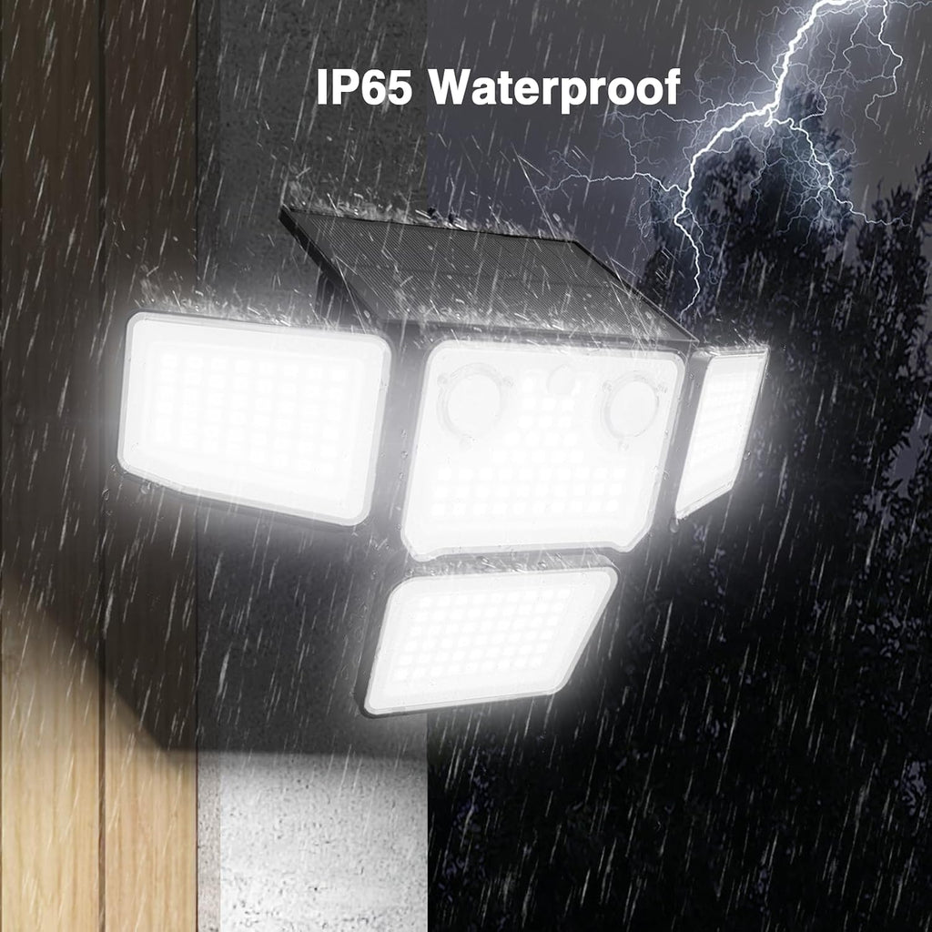 4500LM Solar Lights Outdoor Waterproof, 254 LED Solar Flood Lights Outdoor with 2 Motion Sensor, 4 Heads Security