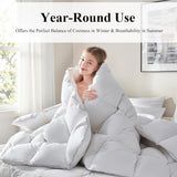 Goose Feather Down Fiber Comforter Queen - All Season White Fluffy Duvet Insert
