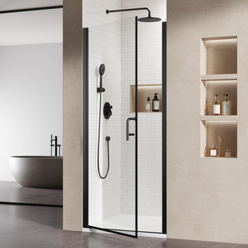 Pivot Shower Door, 34 in. W x 72 in. H Hinged Single Panel Swing Glass Shower Door with SGCC 1/4" Clear Tempered