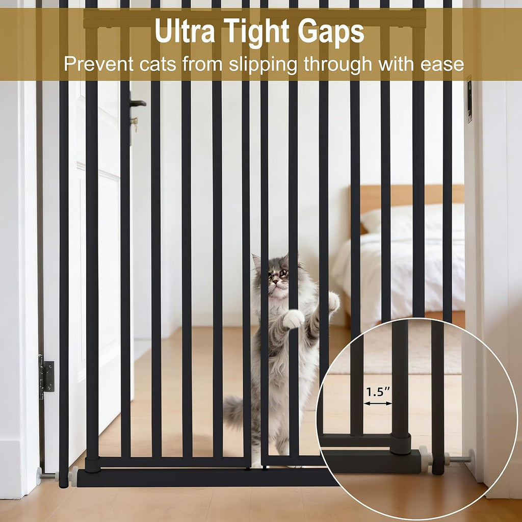 Extra Tall Cat Gate for Doorway - 75.2" Pressure-Mounted Transparent Cat Gate for Pets, Fits 30"-36" Width, No Wall
