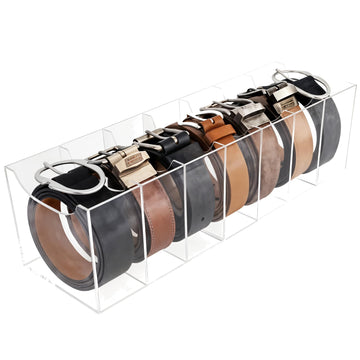 Belt Organizer for Closet Extra Wide 7 Compartment Acrylic