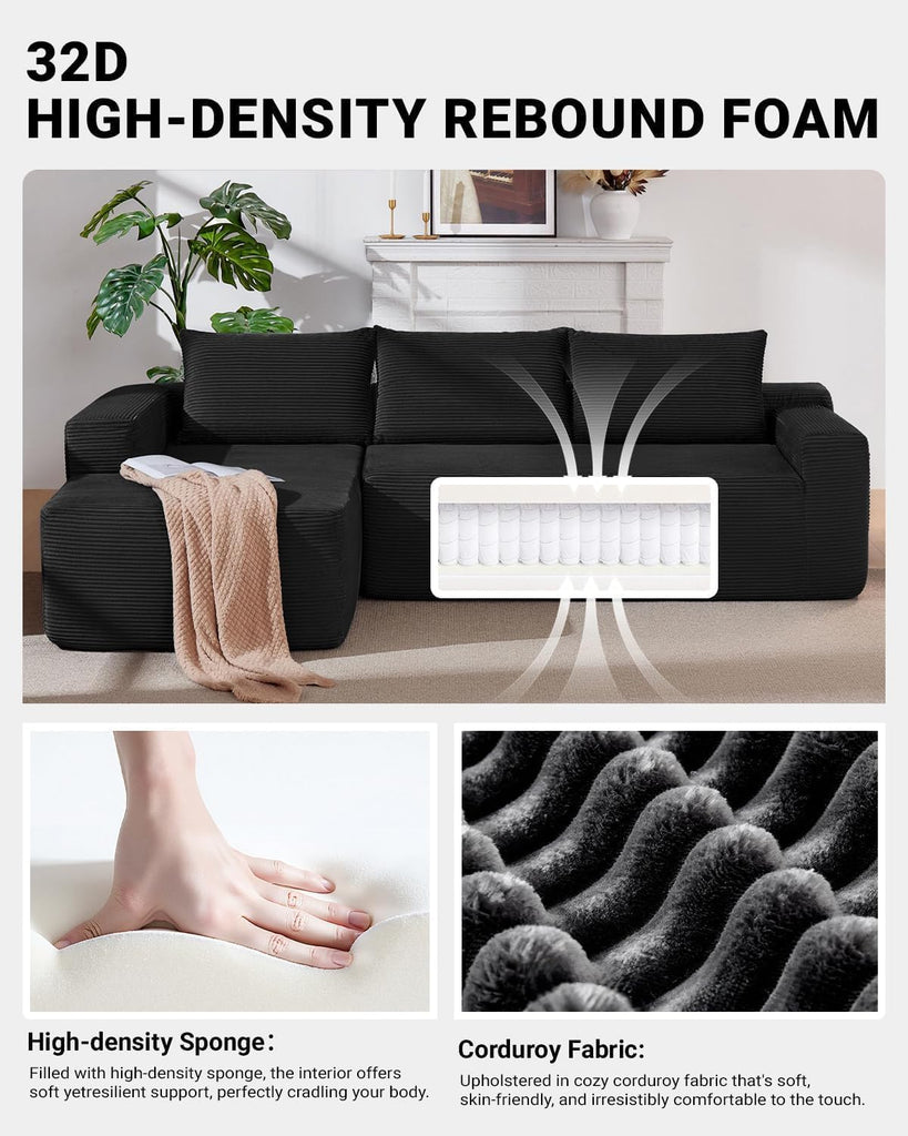 Cloud Couch Sectional, Modular L Shaped Boneless Sofa