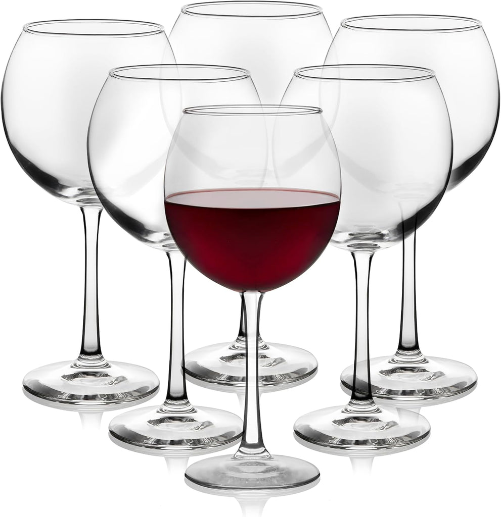 Vina Glassware Set, Elegant, Balloon-Shaped Red Wine Glasses Set of 6, Long Stem Wine Glasses for Weddings