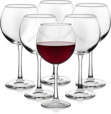 Vina Glassware Set, Elegant, Balloon-Shaped Red Wine Glasses Set of 6, Long Stem Wine Glasses for Weddings