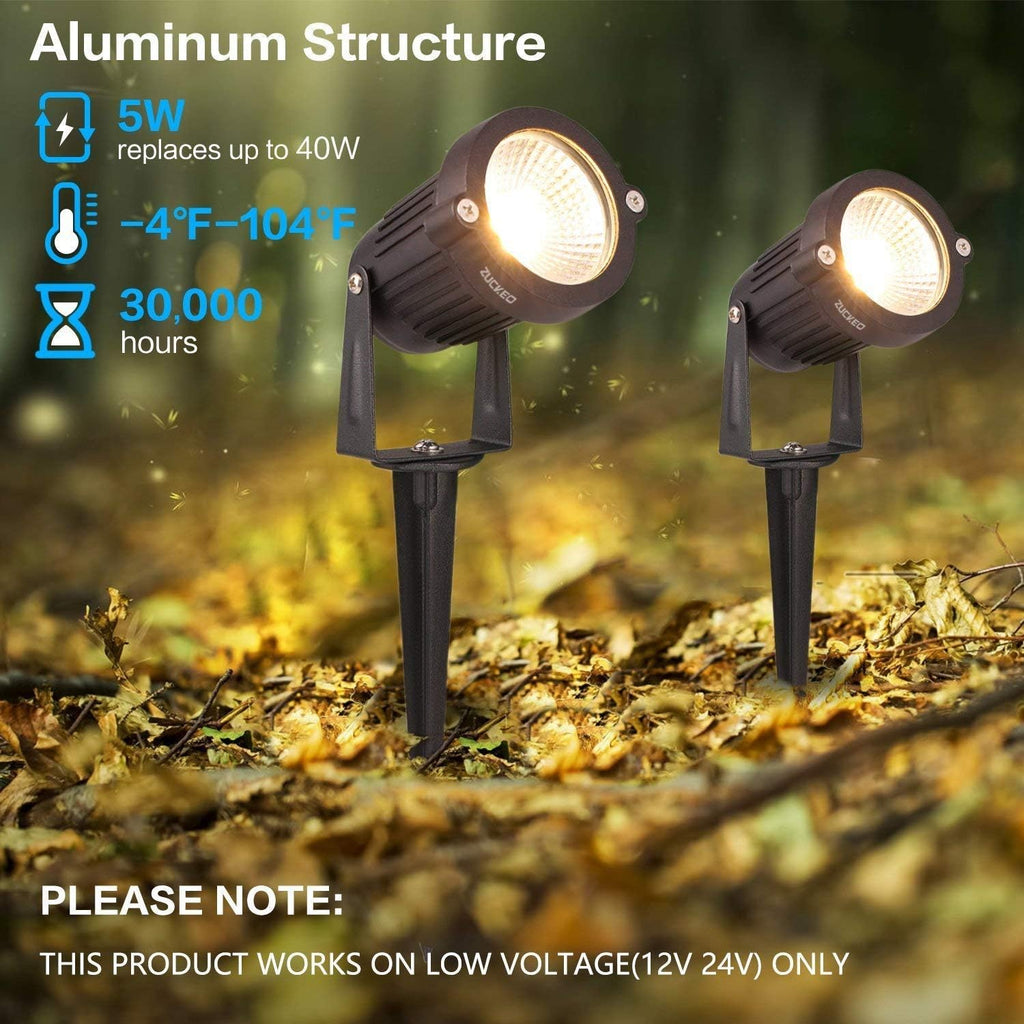 Low Voltage Landscape Lights LED Landscape Lighting, 5W 12V Garden Pathway Lights Waterproof Warm White Walls Trees