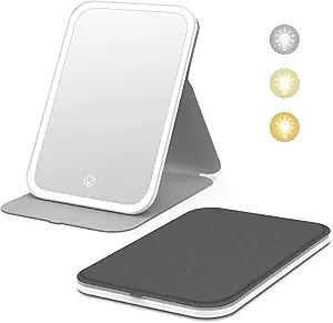 Travel Makeup Mirror, Portable Led Lighted Makeup Mirror, 360° Rotation Touch Screen Vanity Mirror, 60 Leds, 3-Color