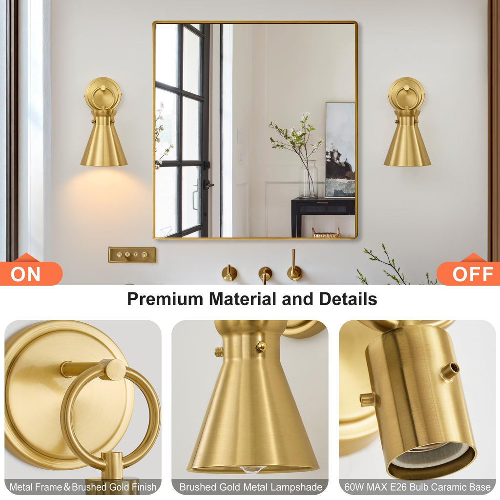 Wall Sconce 6" Gold Metal Shade, 1 Pack