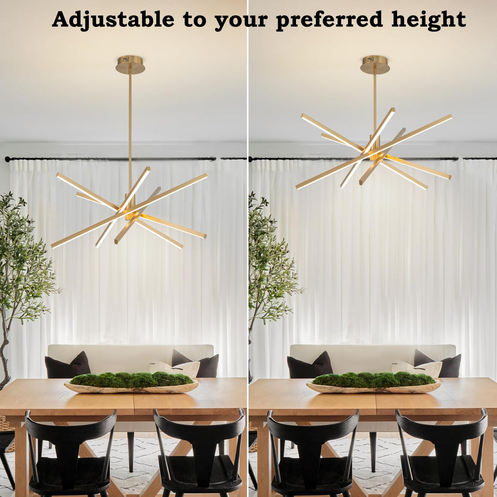 Gold Sputnik Chandeliers Modern LED Linear Chandelier Light