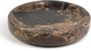 Marble Jewelry Dish, Round Ring Dish, 5.5 Inch, Dark Brown