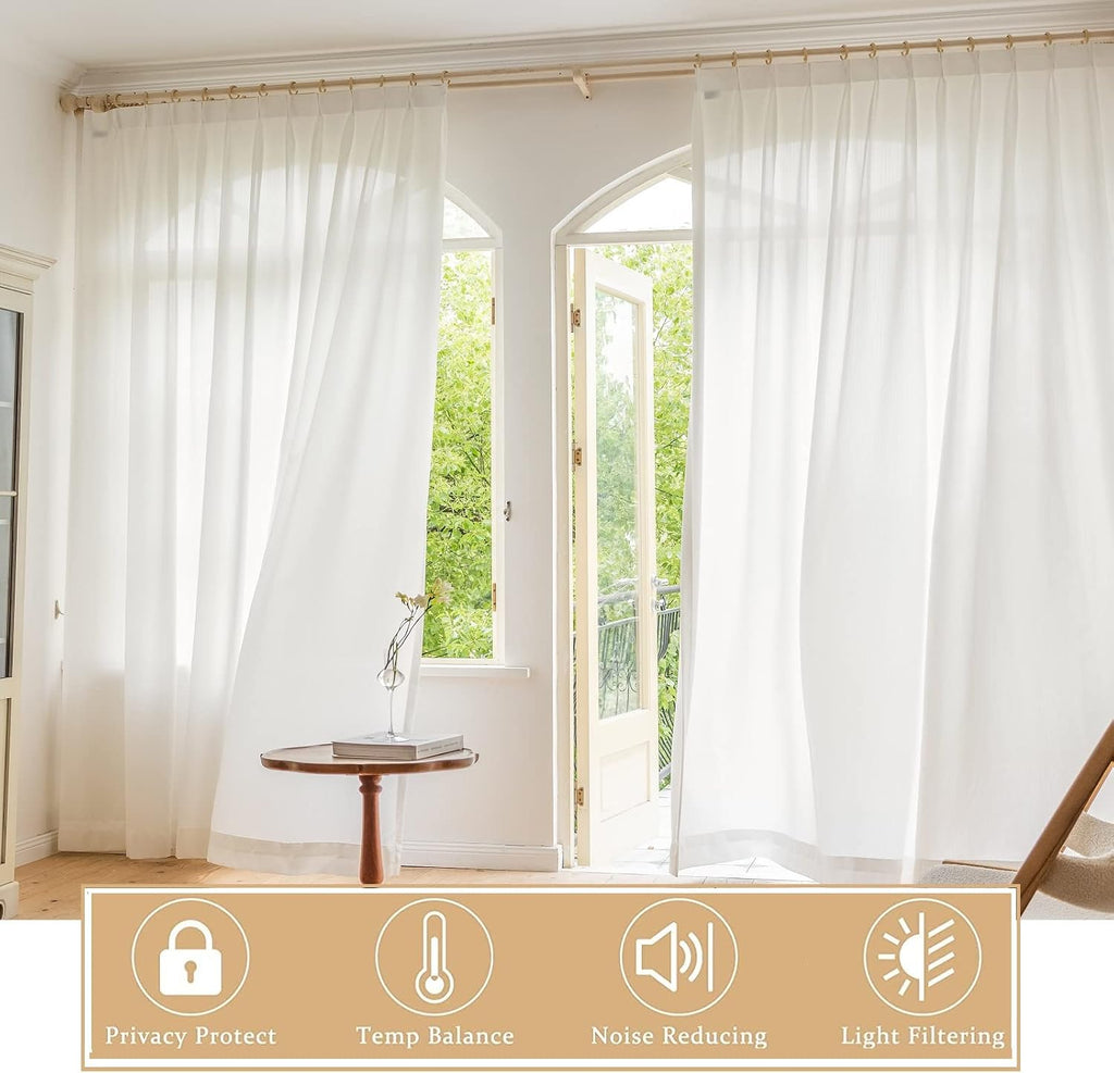Elegant Sheer Lace Curtains 96 Inches Long Paisley Vintage Floral Privacy Semi Sheer Voile Draperies Window Curtains