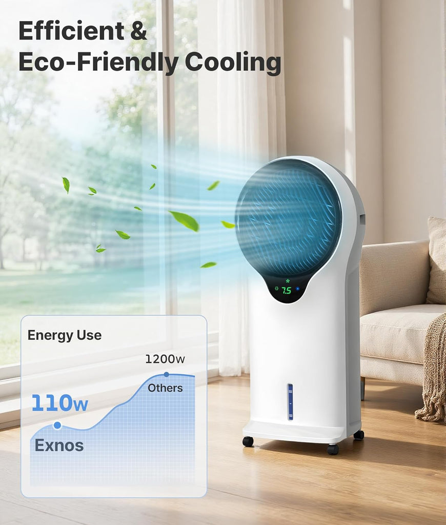 3-in-1 Evaporative Air Cooler - Portable Swamp Cooler Air Conditioner with 5.5L Water Tank & 2 Ice Packs, 3 Speeds