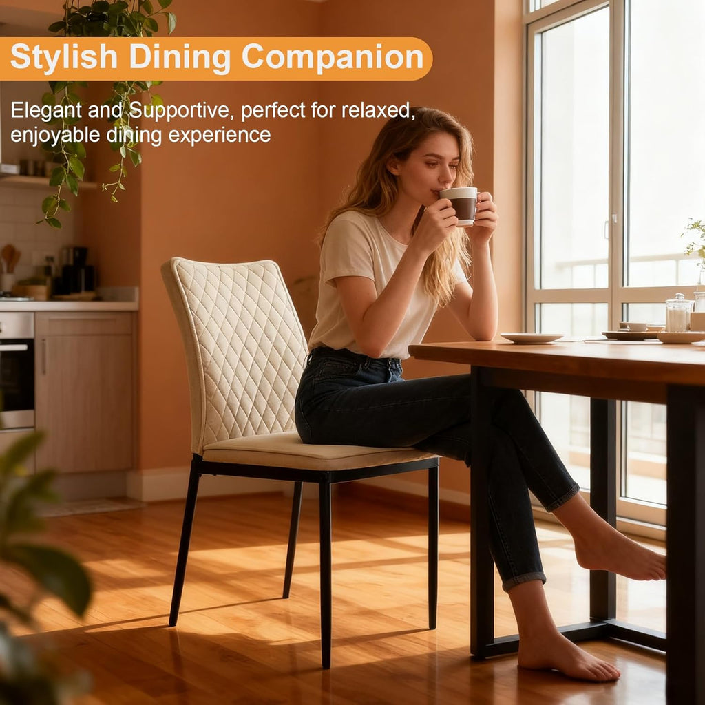 Dining Chairs Set of 2, Velvet Comfortable Seats, Mid-Century Modern Living Room Chairs