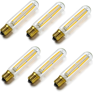 6 Pcs E17 T6.5 Dimmable 4W LED Tubular Filament Bulb for Exit Sign Light