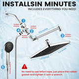 Rain Shower Head with Handheld, 11.8 Inch High Pressure Handheld Shower with Multi Spray Modes