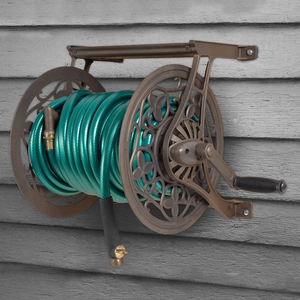 NeverLeak Decorative Wall Mount Hose Reel, Brown