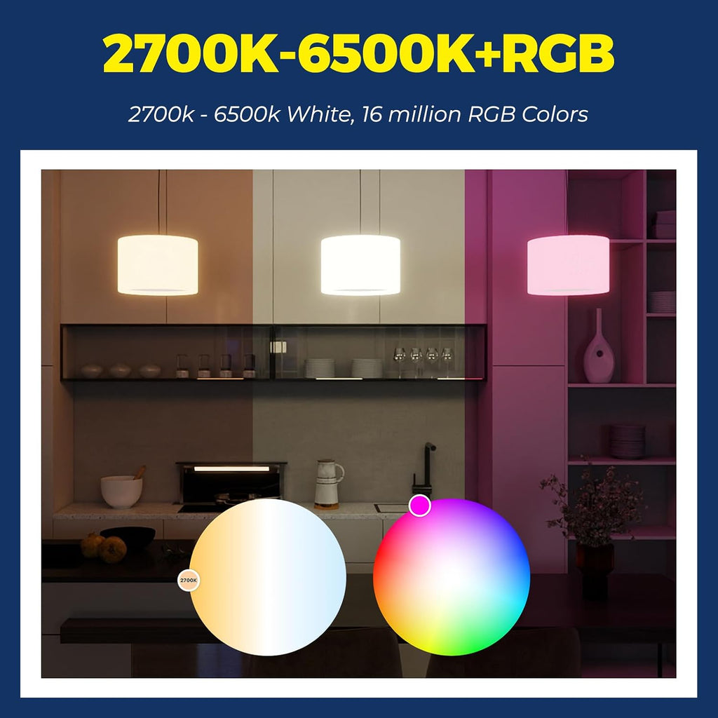 Smart Light Bulbs 100W Equivalent, Works with Alexa/Google Home/SmartLife, 1350LM 11W RGBCW Color Changing LED Light (2PCS)