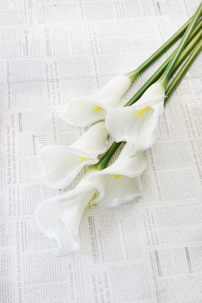25" Large Handmade Real Touch PU Latex Calla Lilly Artificial Spring Flowers for Floral Arrangements, Bouquets