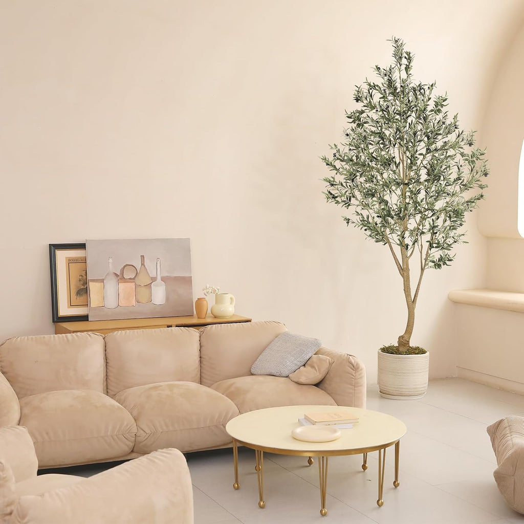Tall Faux Olive Tree 9ft with Thick Trunk & Realistic Leaves