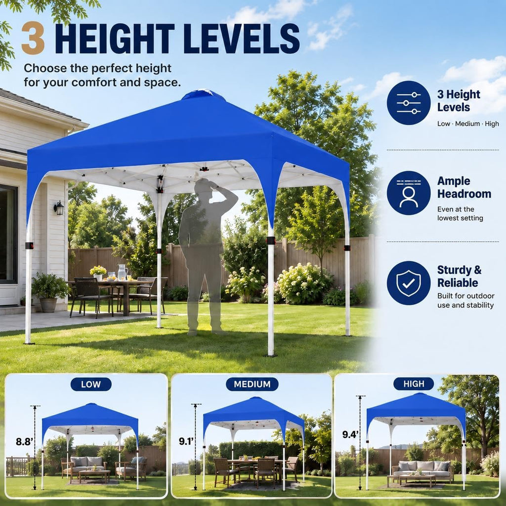 10x10 Pop Up Canopy Tent, Easy Set-Up Commercial Gazebo - Blue
